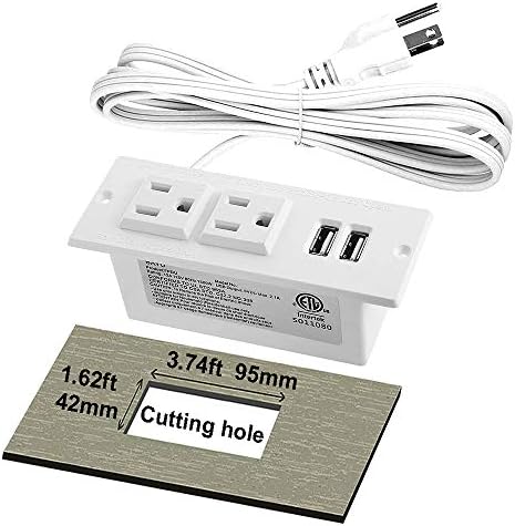 Recessed USB C Power Station for Fast Charging: 2 Outlets & 2 USB Ports (PD20 W & QC18 W) – Space-Saving Desktop Power Strip with Flat Plug for Easy Mounting on Desks, Sofas, Cabinets, and Nightstands (Sleek Black Finish) – Optimal Power Supply Solution for Home & Office Use