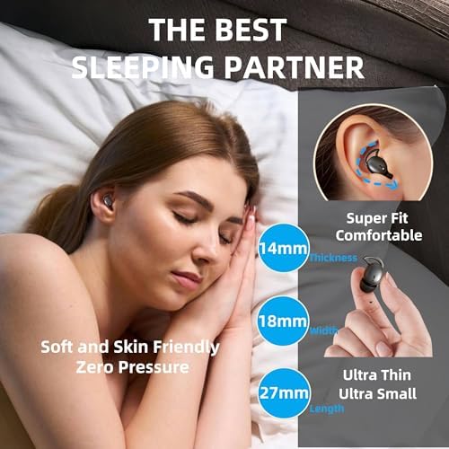Ultra-Light M73 Sleep Earbuds for Side Sleepers – Ergonomic Noise-Cancelling Mini Earphones with 50-Hour Battery Life, Superior Call Clarity, and Elegant White Finish – Elevate Your Sleep with Comfort and Versatile Device Compatibility