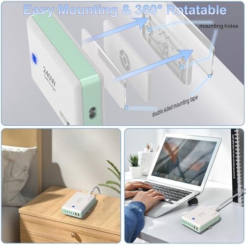 240 W High-Speed 8-Port Charging Station – Multi-Device USB Hub for i Phone, i Pad & Mac Book with 6 USB-C PD Ports, 2 USB-A Ports, 5 ft Braided Cord, On/Off Switch, Flat Plug Design for Travel Convenience and Optimal Space Management – Ultimate Charging Solution for Tech Enthusiasts