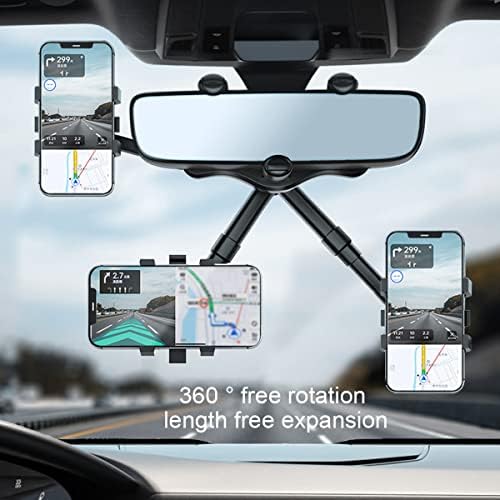 Revolutionary 360° Rotatable & Retractable Car Phone Holder – Adjustable Multifunctional Rearview Mirror Mount for All Mobile Devices with Secure Four-Clamp Design for Enhanced Safety and Convenience