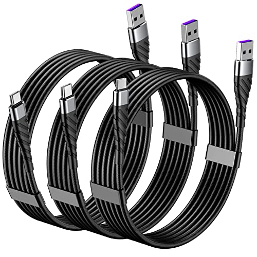 10 ft USB C Cable 3-Pack – Ultra-Fast Charging Type C Charger for Samsung Galaxy S21/S20/S10/S9, LG V50, Moto G Series – Durable Long Reach Power & Data Transfer Cord for Home & Office Use