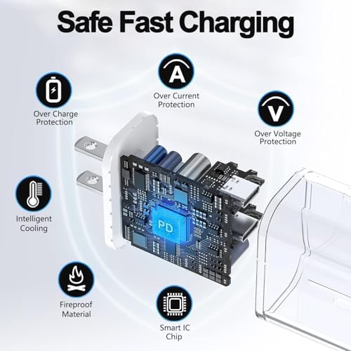Revolutionize Your Charging Routine: Dual-Port Fast Wall Charger Set for i Phone 16 & 15 – Includes 6 FT USB C to C Cable – Rapid Power Delivery for i Pad Pro and More – Safety-First Design for Worry-Free Use – Ideal for Family and Travel Charging Needs