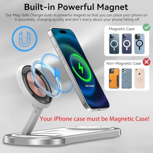 Ultimate 3-in-1 Wireless Charging Station for Apple Devices – Foldable & Portable Charger for i Phone 16/15/14/13/12 Series, Apple Watch Ultra/SE/6/5/4/3/2/1, and Air Pods Pro/2/3/4 – Fast, Efficient, and Travel-Friendly Design for Seamless Power Solutions