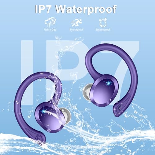 Premium Bluetooth 5.3 Wireless Earbuds – IP7 Waterproof Sport Headphones with 48-Hour Battery Life, Noise-Cancelling Mic, and 3 D Hi-Fi Stereo for Ultimate Workout Performance – Perfect for Running and Gym Enthusiasts