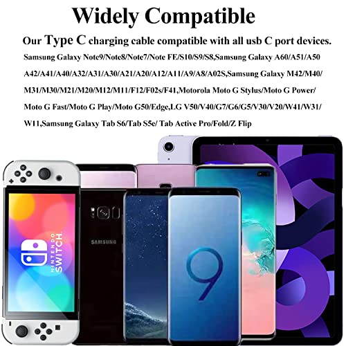 Illuminate Your Charging: 2-Pack LED USB A to C Charger Cable – Vibrant Light-Up Type C Cord for i Phone 15, Samsung Galaxy S21/S20/S10/S9/S8, Note 20, LG V30/V20/G6 – 78-Inch Durable Fast Charging Solution in Purple & Green