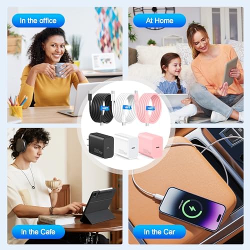 Ultimate Fast Charging Kit for i Phone 16 & Samsung Galaxy – 10 FT USB-C Charger Cable with High-Speed Type C Block – Universal Compatibility for i Phone 16/15/Plus/Pro/Pro Max & Samsung S24/S23/S22/S21 – Reliable, Durable, and Efficient Charging Solution for All Your Devices