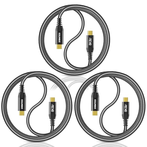 (3-Pack 5FT) 40Gbps USB C for Thunderbolt 4 Cable, [8K@60Hz/Dual 4K@60Hz] USB C Monitor Cable, 40Gbps Data Transfer, USBC Video Cord, 240W Charging for iPhone 16,Samsung,MacBook,iPad,Lenovo,SSD,KYY – Enhanced Compatibility and Speed