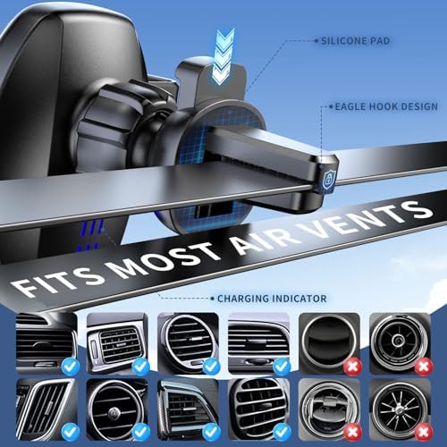 Revolutionary Wireless Car Charger with Auto-Clamping Mount – 15 W Fast Charging Solution for i Phone 16/15/14/13/12/11 and Samsung Galaxy S24/S23/S22/S21/S20 – Enhanced Air Vent Holder for Effortless Access and Optimal Performance – A Must-Have for Modern Drivers