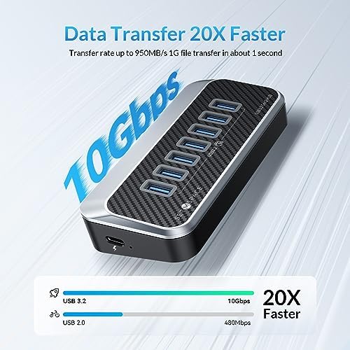 Transform Your Connectivity with Our 7-Port USB Hub – High-Speed USB 3.2 Gen1 Splitter Featuring Unique 32° Angled Design for Easy Access – Perfect for PCs, Laptops & More – Enjoy 5 Gbps Data Transfer Speeds with a 3.28 ft Cable for Ultimate Flexibility & Enhanced Productivity – Ideal for Home & Office Use