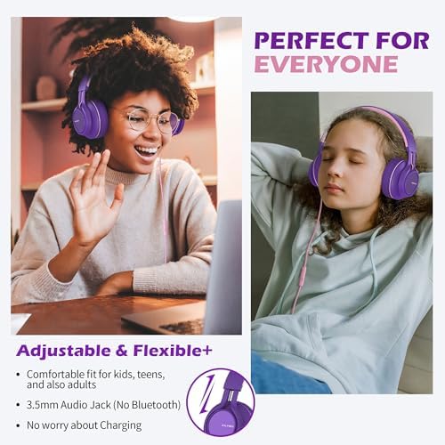 Premium AILIHEN C8 Kids Wired Headphones – Foldable On-Ear Design with Adjustable Volume Control and Built-In Microphone for Safe Listening – Perfect for School, Travel, and Home Use (Black/Blue) – Exceptional Sound Quality for Young Audiophiles and Learning Environments