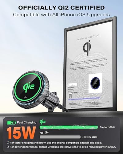 Revolutionize Your Drive with the APPS2 Qi2 15 W Mag Safe Car Mount Charger – A Premium Magnetic Phone Holder for i Phone 16 Series and Earlier, Fast Wireless Charging for Enhanced Safety & Convenience, Versatile Air Vent/Dashboard Installation, Elegant Black Design