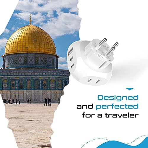 Ultra-Compact 5-in-1 Travel Power Adapter for India, Pakistan & More – Rapid Charge 3.1 Dual USB & USB-C Ports for Bangladesh & Maldives – Lightweight Design for Effortless Global Device Charging on Your Journeys