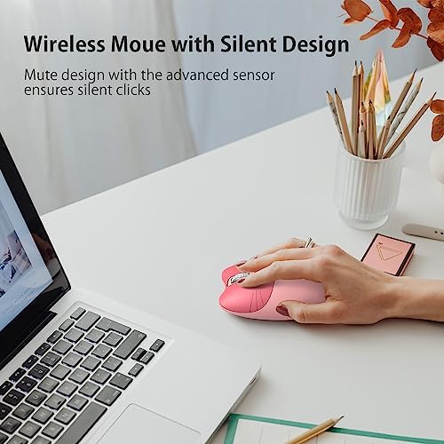 Adorable Pink Cat Wireless Silent Mouse – 2.4 GHz Plug and Play Optical Companion for Laptop & PC – Compact, Noise-Free Design Perfect for Home, Office, and Study Sessions – Cute Cat-Themed USB Nano Receiver Included