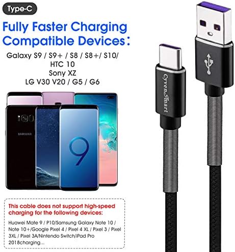 Cyven Premium 3 ft USB Type C Cable Duo Pack – Fast Charge & Data Transfer Cord, Durable TPE Construction, Compatible with Samsung Galaxy A Series, LG V Series, and More – Stylish Pink Design for Enhanced Performance and Versatility