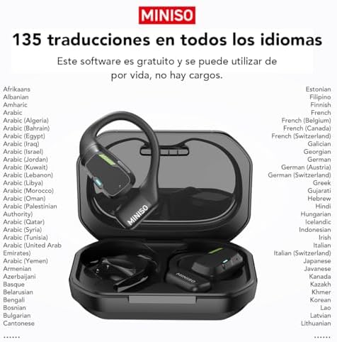 MINISO M98 Bluetooth 5.4 Open Ear Translation Earbuds – Advanced Real-Time Language Translator with 135 Languages, Waterproof Features, and LED Battery Indicator for Effortless Communication While Traveling, Working, or Exercising