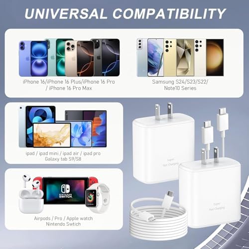 High-Efficiency 45 W USB-C Charger for i Phone 16 Pro Max – Rapid Charging Block with 6.6 FT Type C Cable, Universal Compatibility with i Pad and Galaxy Devices, Sleek Portable Design for On-the-Go Power Solutions