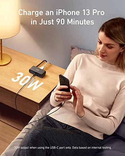 Anker 521 Power Strip Charging Station – 3 AC Outlets & 30 W USB-C Charger for Fast, Efficient Power Delivery | Ideal for Home, Office, Dorm, and Travel | Versatile 5 ft Extension Cord for Enhanced Flexibility | Compatible with i Phone 16/15 and More Devices
