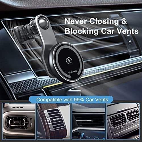 Mag Safe Car Mount Charger for i Phone 12-16 Pro, Pro Max, Plus & Mini – Fast 36 W QC 3.0 Wireless Charging with Strong Magnetic Hold for Dashboard and Vent – Sleek Dark Black Design for Ultimate Device Security and Accessibility on the Road
