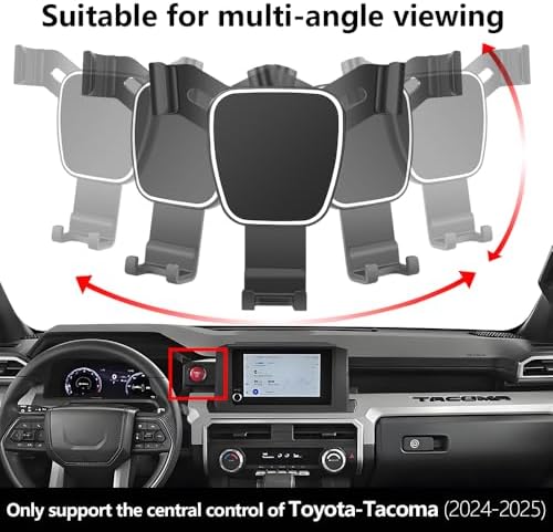 Secure Mobile Phone Mount for 2024-2025 Toyota Tacoma – Custom Fit for Limited, TRD Pro & Trailhunter Models | 14-Inch Screen Compatible Dash Holder | Effortless Installation & Enhanced Driving Safety | Sleek Design for Modern Interiors | Premium Quality Car Accessory