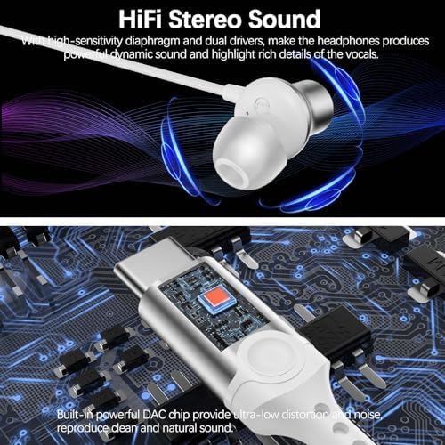 COOYA USB C Wired Earbuds – Premium Noise-Isolating In-Ear Headphones with Magnetic Comfort Design for Exceptional Sound Quality – Perfect Compatibility with i Phone 16 Pro Max, i Pad 10, Samsung S25 Ultra, and More – Ideal for Audiophiles Seeking Unmatched Audio Experience and Hands-Free Functionality