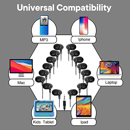 Bulk School Earbuds Headphones – 100 Pack HY400 Black – Premium Quality Audio for Classroom Learning – Comfortable & Durable Earphones for Kids, Teens, and Adults – Versatile Compatibility for Enhanced Educational Engagement