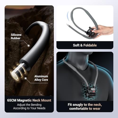 Versatile Magnetic Neck Mount for i Phone & Action Cameras – Hands-Free POV/Vlog Selfie Holder with Adjustable Arms for Ultimate Stability and Comfort – Ideal for Creators on the Go – Perfect for i Phone 16, 15, 14 Series & Android Devices – Capture Stunning Shots Effortlessly