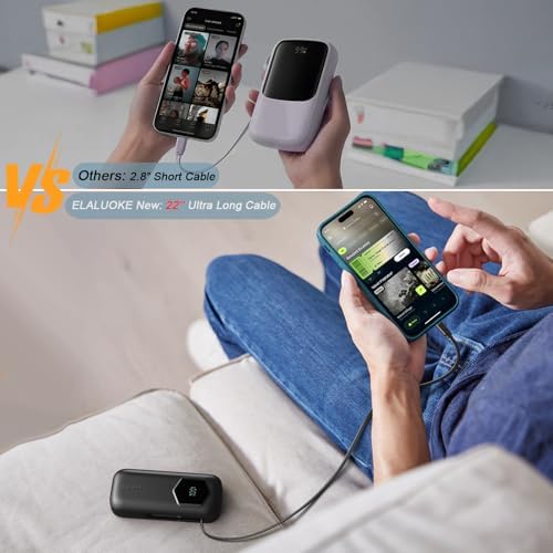 Ultra-Fast 2025 Portable Power Bank 10000 m Ah with Integrated Retractable PD Cable – 35 W Quick Charge Solution for i Phone, Samsung, Android, i Pad & Mac Book – Dual Device Charging Capability & Intelligent LED Power Indicator (Chic Blue)