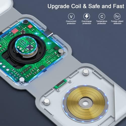 RTOPS 3-in-1 Magnetic Wireless Charging Station for i Phone, Apple Watch, and Air Pods – Compact Ga N Travel Charger with Enhanced Speed and Compatibility for i Phone 16/15/14/13/Pro/Max, Air Pods 4/3/2/Pro – All-in-One Solution for Ultimate Convenience and Efficiency