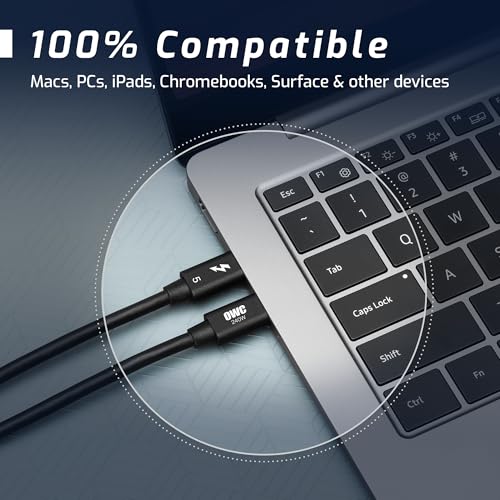 OWC Thunderbolt 4 Cable – 2.0 Meter (6.56 ft.) – Ultra-Fast 40 Gb/s Data Transfer & 100 W Power Delivery – Thunderbolt Certified, Compatible with Thunderbolt 4, 3, USB-C & USB4 Devices – Sleek Black Design for Enhanced Connectivity & Reliability