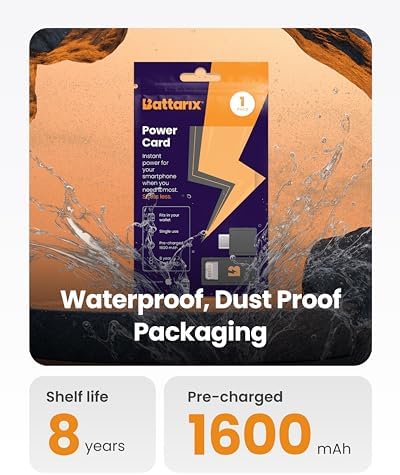 Ultra-Slim Power Card Portable Charger – Pre-Charged Emergency Power Bank for Fast Charging Android & i Phone Devices, Credit Card Size External Battery for Everyday Carry and On-the-Go Use, Enhanced Lightning & USB C Compatibility