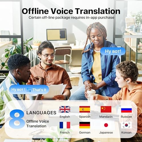 Bluetooth 5.4 Wireless Noise Cancelling Earbuds with Real-Time Multi-Language Translation – High-Fidelity Sound and Deep Bass for Travelers and Audiophiles – Stylish Black Ergonomic Design for Ultimate Comfort and Versatility