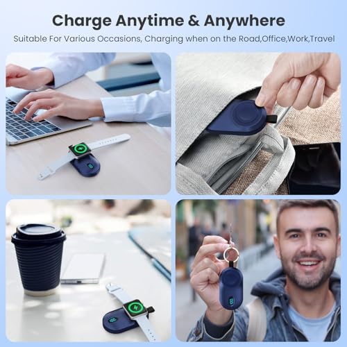 Portable Magnetic Wireless Charger Duo for Apple Watch – 2800 m Ah High-Speed Charging Power Bank for All Series (1-10, SE, Nike, Ultra) – Sleek Black & White Design for Ultimate Portability and Active Lifestyles