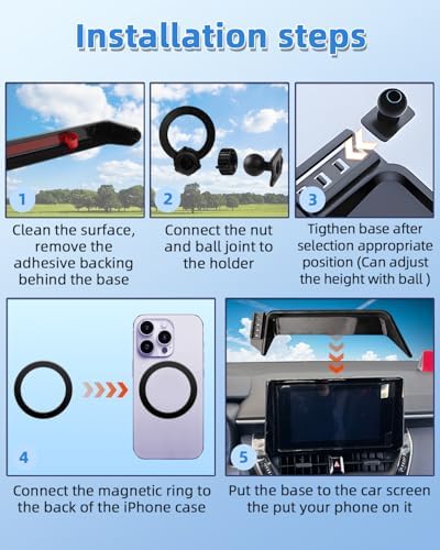 Upgrade Your Toyota Tundra or Sequoia Driving Experience with the 360° Rotating Mag Safe Phone Holder – Premium Dashboard Mount Designed for 2020-2025 Models, Ensures Safety, Accessibility, and Sleek Aesthetics Without Air Vent Obstruction