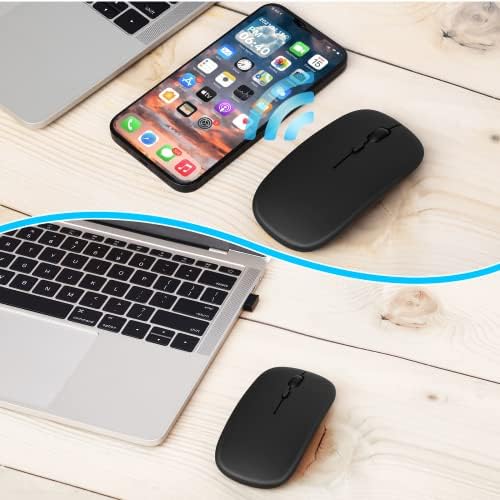 Urban X Midnight Black Bluetooth Rechargeable Mouse for 17″ Laptops – Ergonomic, Silent Click Design for Seamless Compatibility with PC, Mac, i Pad, Tablets & Android Devices – Ultimate Precision for Enhanced Productivity