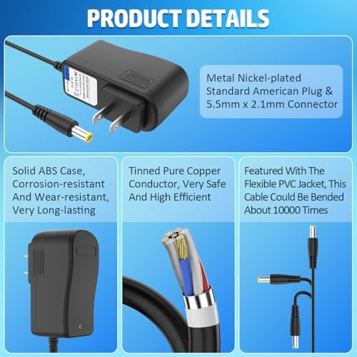Ultra-Reliable 9 V AC Power Supply Adapter for Boss Katana Mini Guitar Amplifier – Essential Charger for DS-1, RC-1, RC-3, TU-2, PSB-1 U Pedals – 6.5 ft Durable Cable for Maximum Flexibility and Rapid Charging – EAGLEGGO Premium Power Solution for Uninterrupted Performance