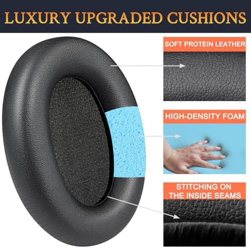 SOULWIT Luxury Replacement Ear Pads for Edifier WH700 NB & WH700 NB Pro – Premium Soft Protein Leather with Advanced Noise Isolation Foam for Ultimate Comfort and Audio Clarity – Effortless Installation and Stylish Black Finish for Enhanced Headphone Experience