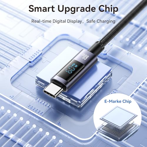 Multi Charger Cord 6 in 1 USB Cable Fast Charging Cable – PD 60w USB c Multi Fast Charging Cable with Led Display – 6 ft USB C/A to Type C/Phone/Micro Charger Cable Com patible with Phone/Laptops – Enhanced Compatibility and Speed