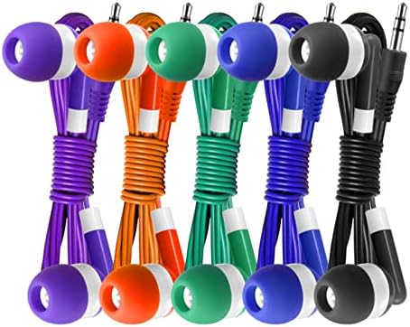 Vibrant 30-Pack Kids Earbuds – Wired In-Ear Headphones in 5 Fun Colors (Black, Blue, Orange, Green, Purple) – Ideal for i Pads, Macs, PCs & Fitness Gear – Perfect for Classrooms & Group Activities with Enhanced Compatibility and Sound Quality
