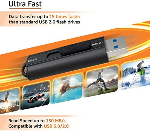Ultra Fast 128 GB USB 3.1 Flash Drive – Amazon Basics High-Speed Data Storage Solution with Retractable Design for Effortless File Transfer and Maximum Compatibility