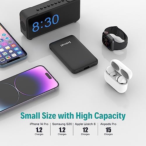 Ultra-Slim 6000 m Ah Portable Charger with Built-in Cables – Lightweight Fast Charging Power Bank for i Phone, Samsung, and Android Devices – Perfect Travel Companion for On-the-Go Power Solutions