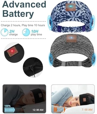Revolutionary Ultra-Slim Bluetooth Headband Earphones – Dual-Pack for Exceptional Comfort During Sleep, Meditation, and Active Lifestyles – Premium HD Stereo Sound Engineered for Insomnia Relief – Chic Black & Grey Aesthetic with Advanced Bluetooth Connectivity for Seamless Multi-Device Use
