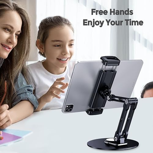 Premium Aluminum 360° Rotating Tablet Stand Holder for i Pad – Adjustable Height & Angle, Secure Non-Slip Base, Perfect for i Pad Air, Mini, Pro 11/13 & More – Ultimate Versatility for Work, Entertainment & Video Calls