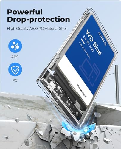 ORICO 2.5” SATA to USB 3.1 Type-C Hard Drive Enclosure – High-Speed External HDD/SSD Case with UASP Support for Seamless Data Transfer, Compatible with Mac & Windows, Ideal for 7 mm and 9.5 mm Drives – Reliable Storage Solution for Professionals and Casual Users