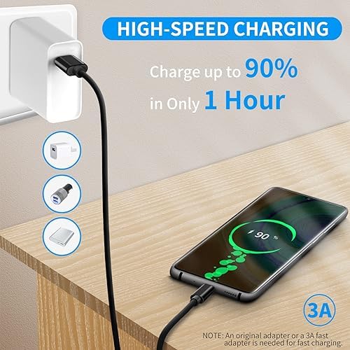 10 FT Braided USB-C Cable for High-Speed Data Transfer and Fast Charging – 10 Gbps USB 3.2 Gen 2 Type C Charger Cord Compatible with Oculus Quest 2, i Phone 16/15 Pro, Samsung Galaxy S23/S22/S21/S20, Moto G9, Pixel 8/7 – Durable and Versatile Connectivity Solution