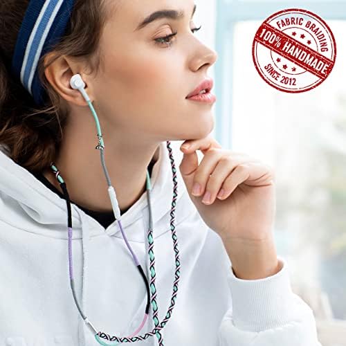 URIZONS Kids Wired Earbuds with 3.5 mm Jack – Noise Isolating In-Ear Headphones for Immersive Sound, Heavy Bass, and Built-in Microphone – Tangle-Free Cord & Stylish Fabric Braided Wristband – Ideal for i Phone, i Pad, Mac – Safe Listening Experience for Young Users