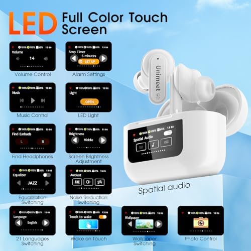 Premium Touch Screen Bluetooth 5.4 Earbuds with Advanced ANC | 48-Hour Playtime Hi-Fi Stereo Wireless Earphones for i OS & Android | Elevate Your Audio with Deep Bass and Smart Charging Case for Workouts and Daily Use