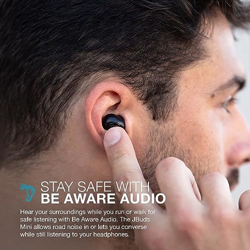 JLab JBuds Mini Tones True Wireless Earbuds – Ultra-Lightweight Bluetooth Earbuds with IP55 Sweat & Dust Resistance, Seamless Multipoint Connectivity for Effortless Device Switching, Enhanced Be Aware Audio for Safety, and Customizable EQ Modes for Superior Sound and Clear Calls, Ideal for Active Lifestyles and Everyday Adventures
