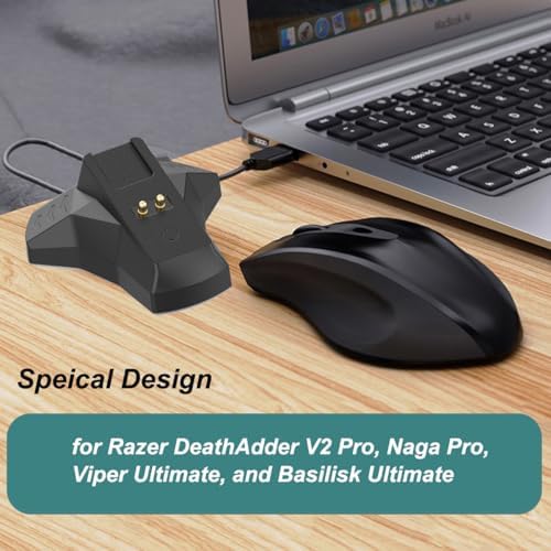 Ultimate Razer Mouse Charging Dock: Fast Charge for Death Adder V2 Pro, Naga Pro, Viper Ultimate & Basilisk Ultimate – Sleek, Compact, Durable Design with LED Indicators for Enhanced Gaming Efficiency and Setup Optimization