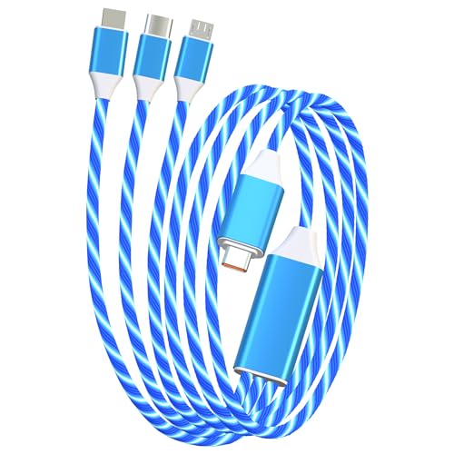 LED USB C Multi Charging Cable – 3-in-1 Fast Charging Solution with 3 A Power Delivery, 4 FT Length & Innovative LED Indicator for Type C, Micro USB & Apple Devices – Durable, Tangle-Free Design Perfect for Home, Office & Travel Use
