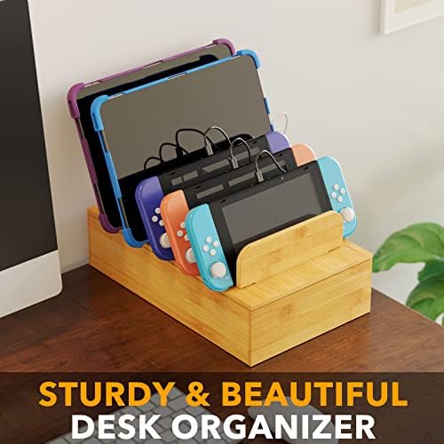 Eco-Friendly Bamboo Multi-Device Charging Station – Sleek Desk Organizer for Phones, Tablets & Laptops with Fast Charging Ports – Minimalist Docking Solution for a Clutter-Free Workspace – Sustainable Tech Accessory for Modern Living Spaces